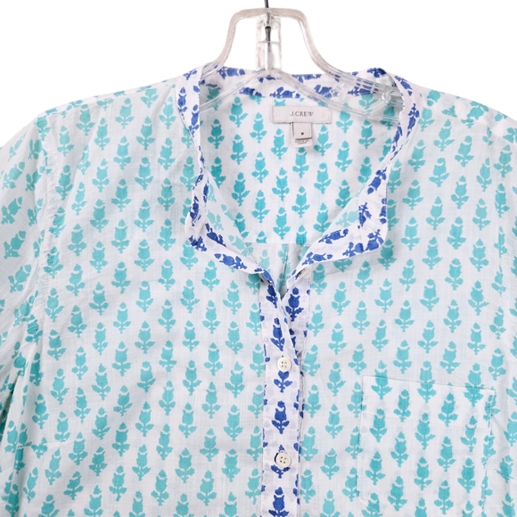 J.Crew Women Sz8 Thistle Print Lightweight Cotton Long-Sleeve Popover Tunic Top - Picture 4 of 13